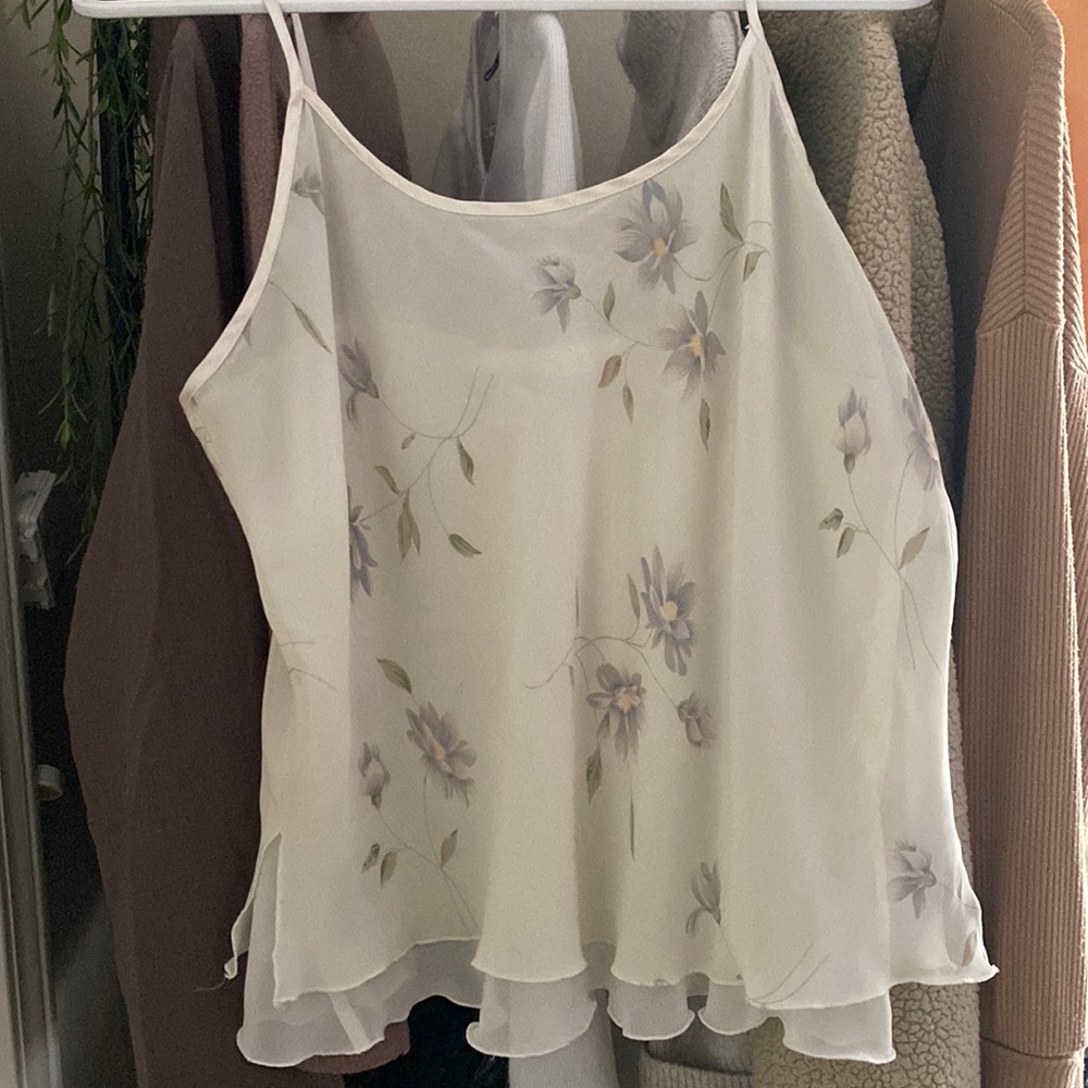 Beige Floral Flowy Blouse